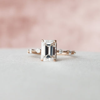 2.0 CT Emerald Dainty Pave Moissanite Engagement Ring 2