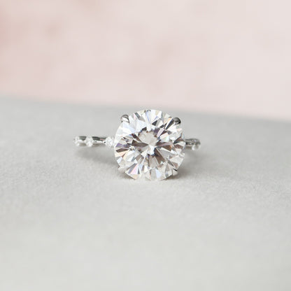 4.0 CT Round Cut Dainty Pave Setting Moissanite Engagement Ring 4