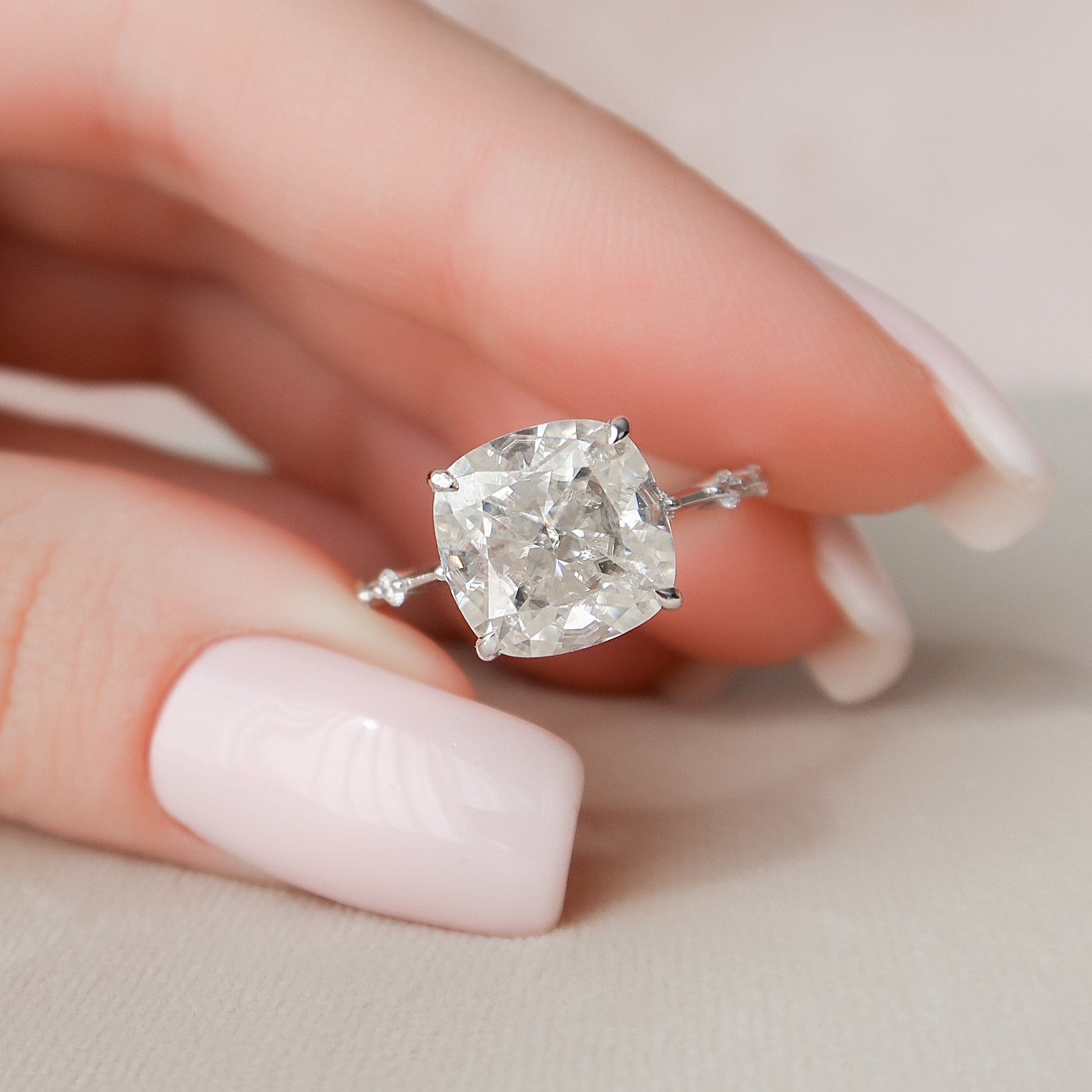 Stunning CT Cushion Moissanite Pave Engagement Ring