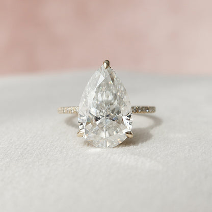 4.5 CT Pear Cut Solitaire & Pave Setting Moissanite Engagement Ring 2