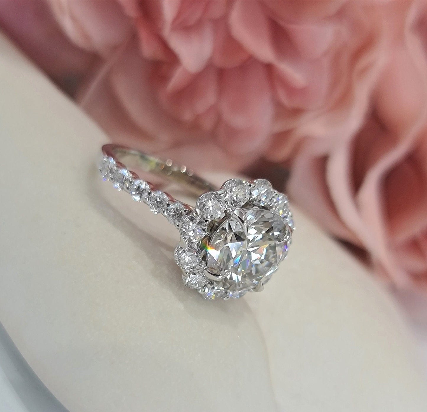 2.50 CT Round Halo CVD G/VS2 Diamond Engagement Ring 5