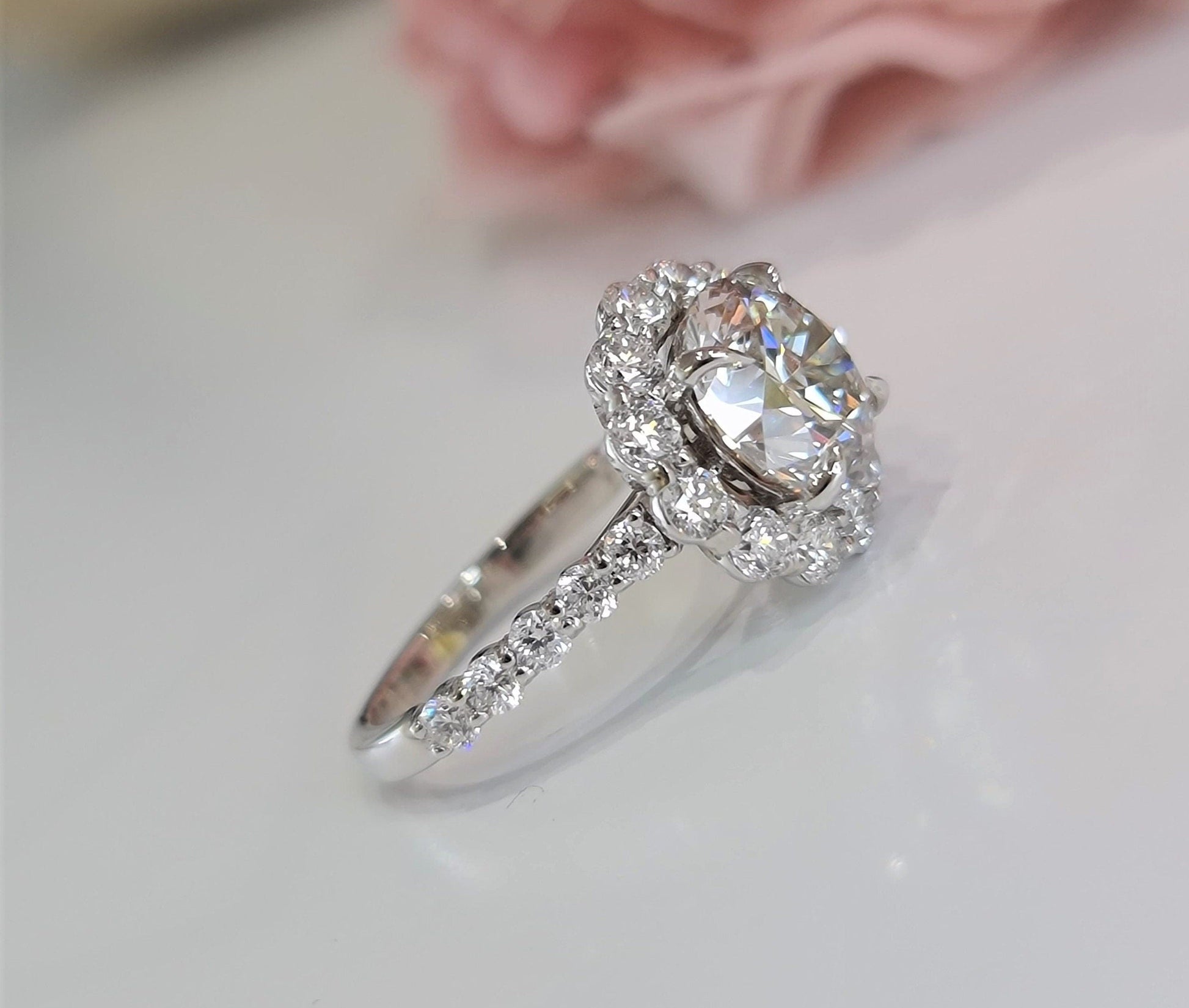 2.50 CT Round Halo CVD G/VS2 Diamond Engagement Ring 6