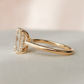 3.0 CT Emerald Cut Solitaire & Hidden Halo Moissanite Engagement Ring 5