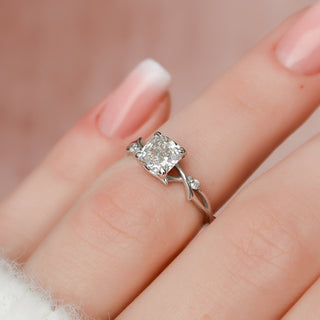 1.0 CT Cushion Twig Pave Setting Moissanite Engagement Ring 3