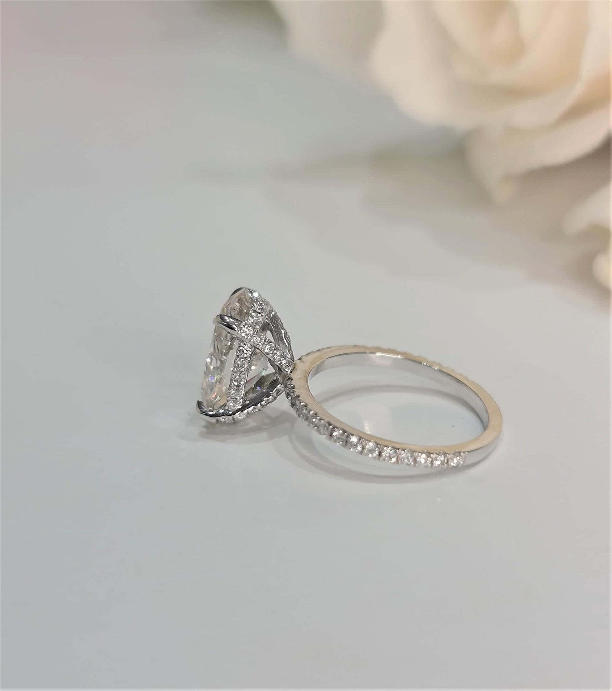 3.0 CT Oval Hidden Halo CVD G/VS1 Diamond Engagement Ring 5