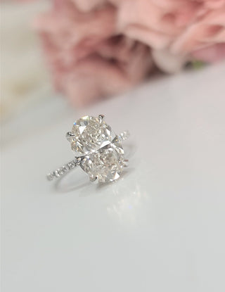 3.0 CT Oval Hidden Halo CVD G/VS1 Diamond Engagement Ring 1