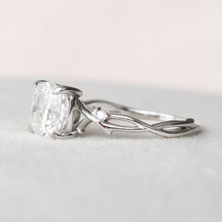 2.0 CT Cushion Twig Style Moissanite Engagement Ring 7