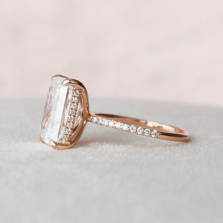 5.0 CT Radiant Hidden Halo & Pave Moissanite Engagement Ring 3