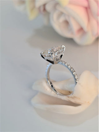 4.0 CT Cushion Pave Style CVD F/VS1 Diamond Engagement Ring 7