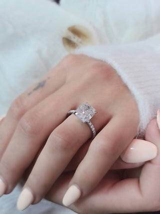 4.0 CT Cushion Pave Style CVD F/VS1 Diamond Engagement Ring 9