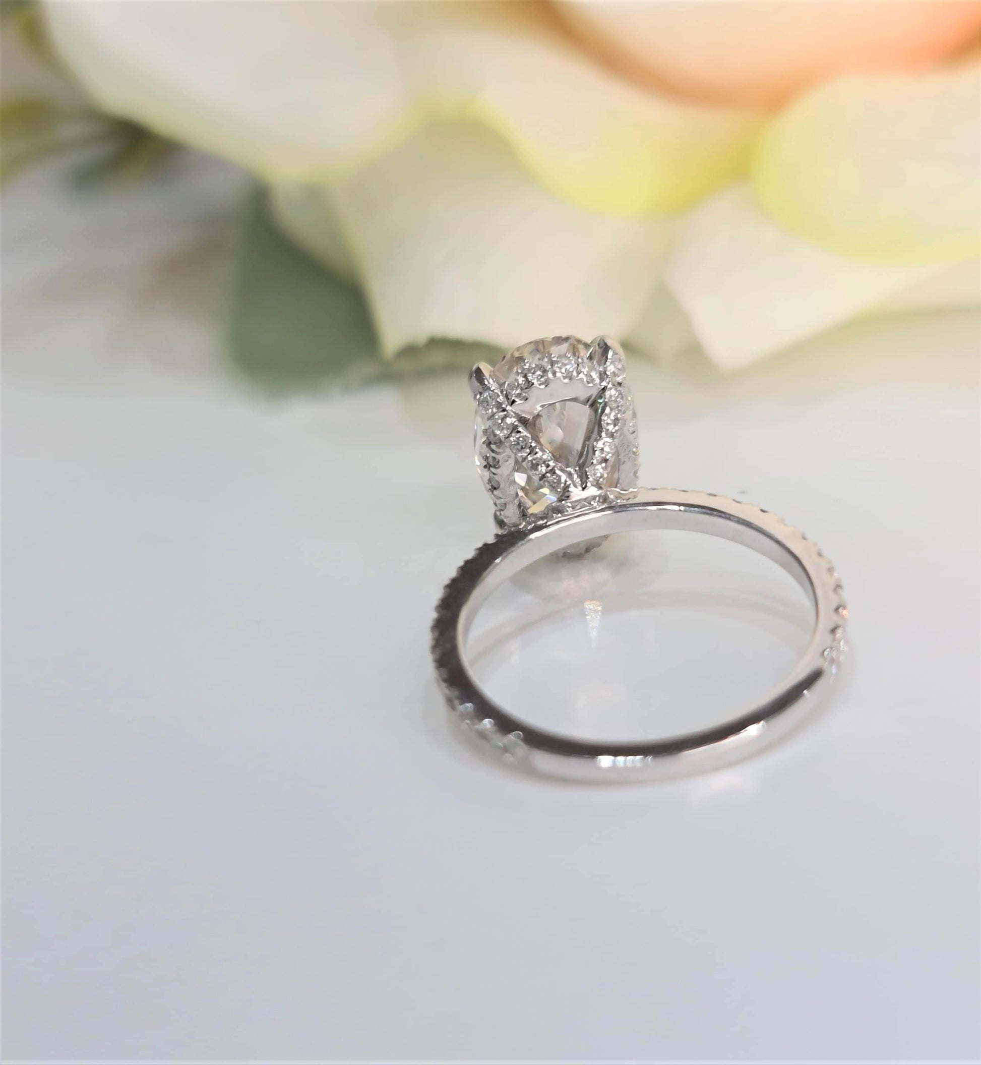 3.0 CT Oval Hidden Halo CVD G/VS1 Diamond Engagement Ring 7