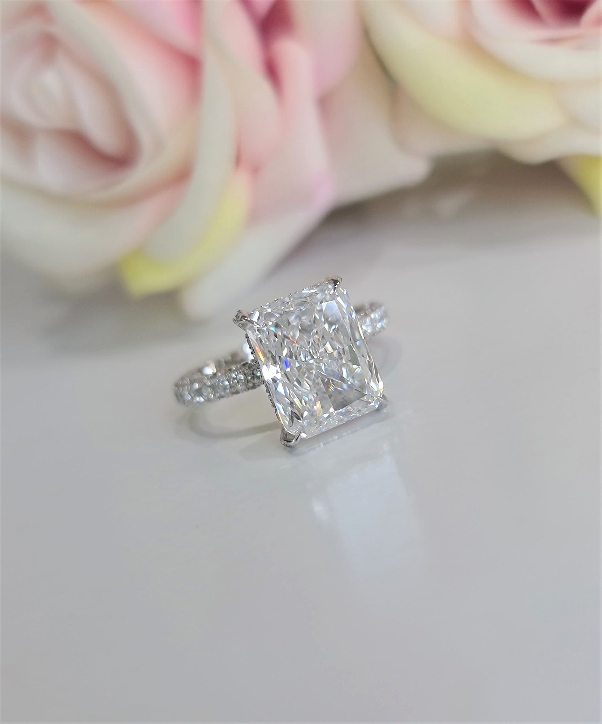 4.50 CT Radiant Hidden Halo CVD G/VS1 Diamond Engagement Ring 1