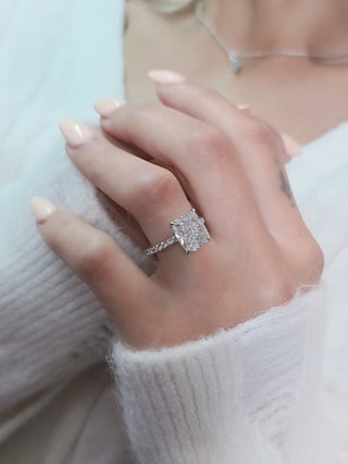 4.0 CT Cushion Pave Style CVD F/VS1 Diamond Engagement Ring 10