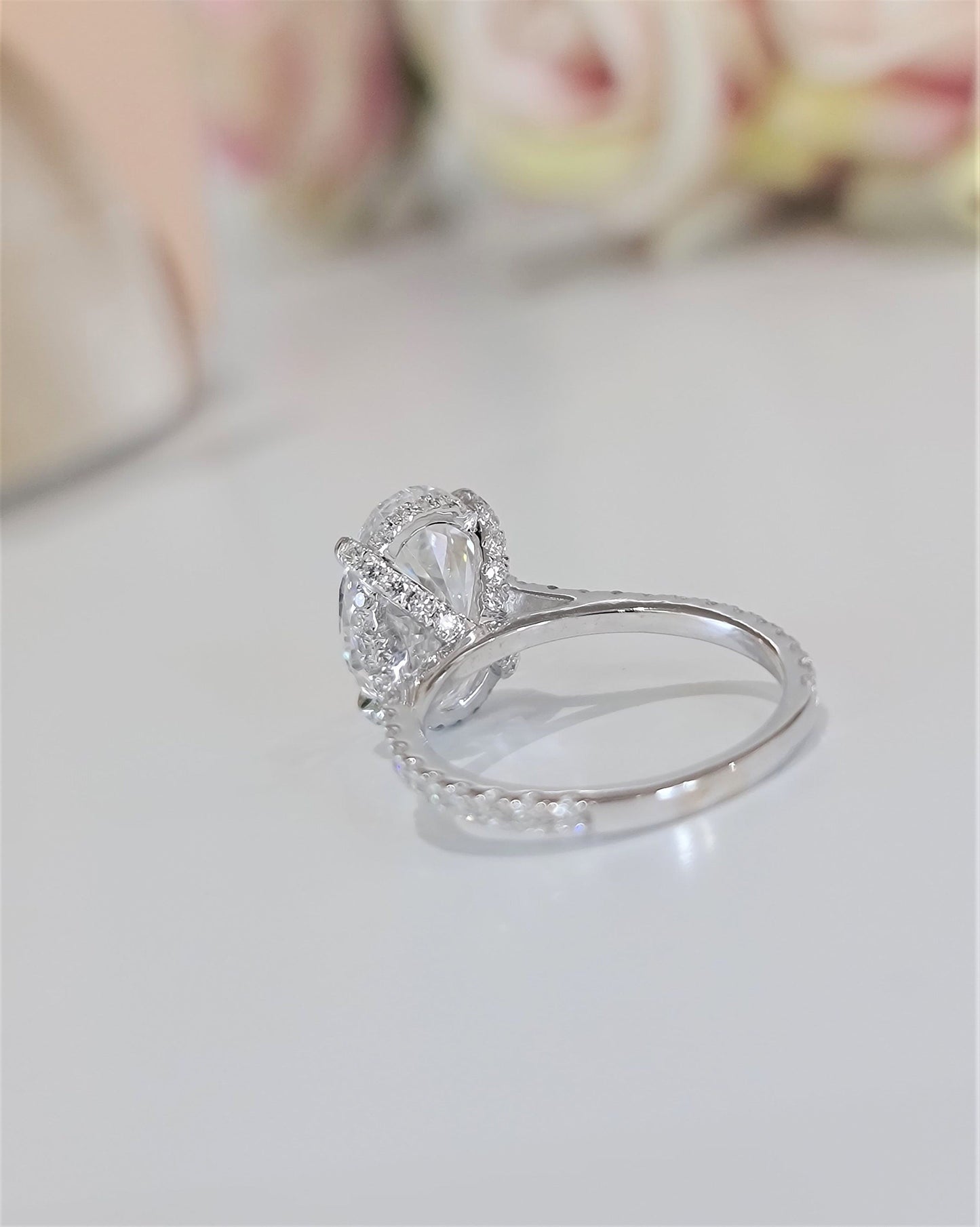 4.0 CT Oval Hidden Halo CVD F/VS1 Diamond Engagement Ring 6