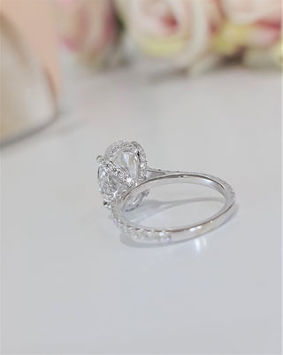 4.0 CT Oval Hidden Halo CVD F/VS1 Diamond Engagement Ring 6