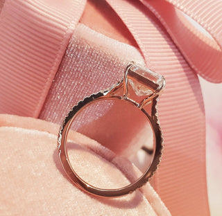 3.0 CT Radiant Split Shank Pave CVD F/VS1 Diamond Engagement Ring 4