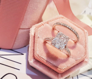 3.0 CT Radiant Split Shank Pave CVD F/VS1 Diamond Engagement Ring 9