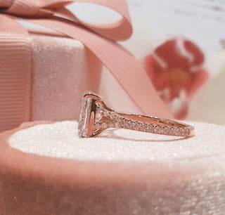 3.0 CT Radiant Split Shank Pave CVD F/VS1 Diamond Engagement Ring 3