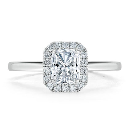 1.0 CT Radiant Cut Halo Moissanite Engagement Ring 2