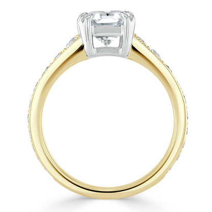 1.5 CT Cushion Cut Solitaire Channel Pave Moissanite Engagement Ring 5