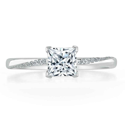 0.75 CT Princess Cut Solitaire Moissanite Engagement Ring 1