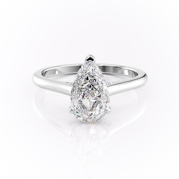 2.0 CT Pear Cut Solitaire Hidden Halo Setting Moissanite Engagement Ring 10