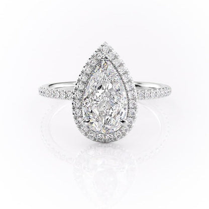 2.0 CT Pear Cut Halo Pave Moissanite Engagement Ring 10