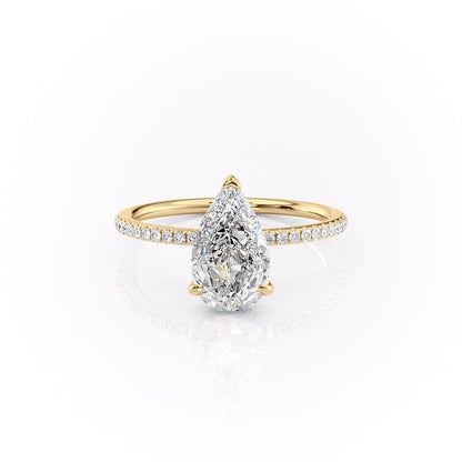 2.0 CT Pear Cut Solitaire Pave Setting Moissanite Engagement Ring 11