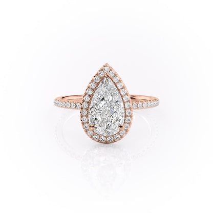 2.0 CT Pear Cut Halo Pave Moissanite Engagement Ring 12