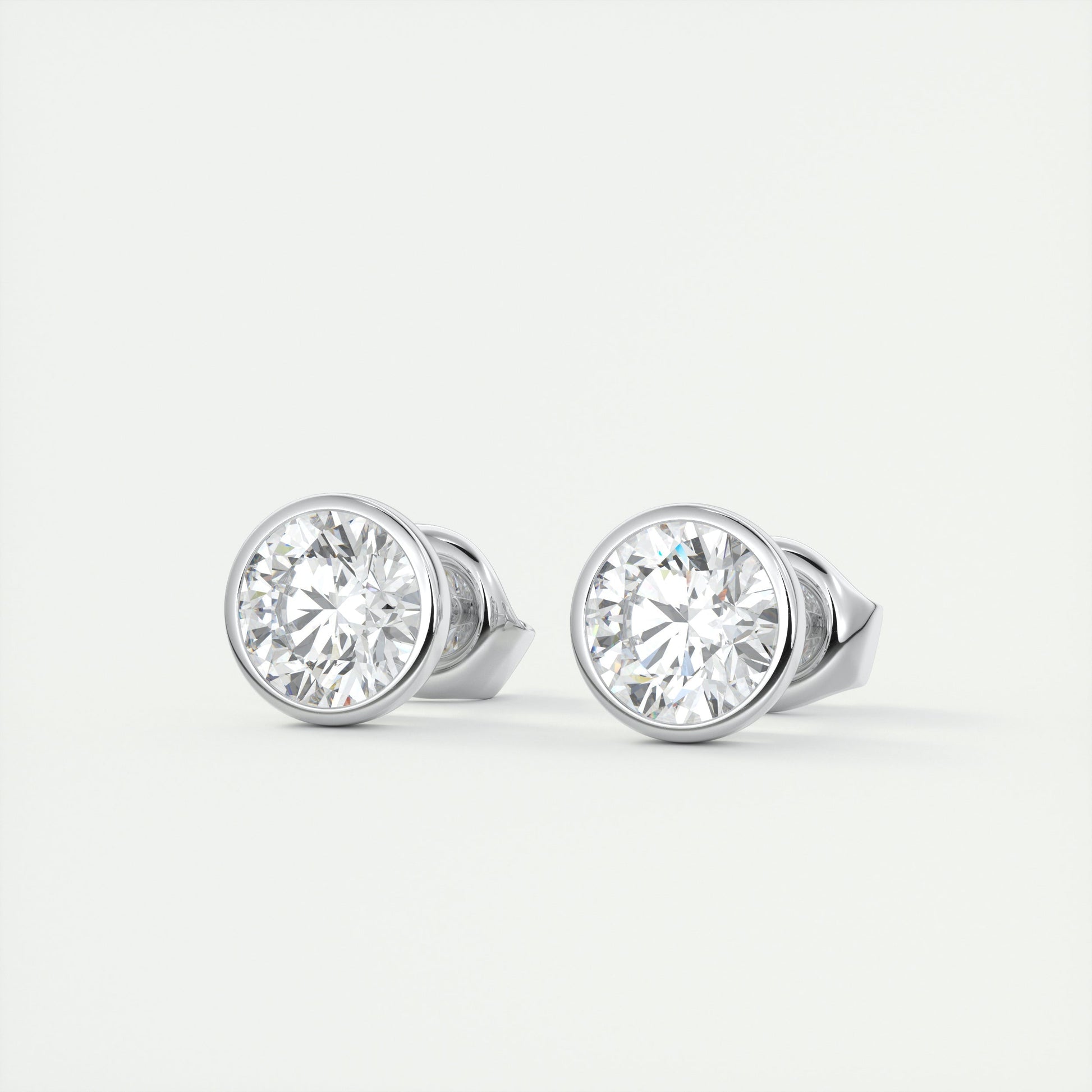 1.0 CT Round Bezel Solitaire CVD F/VS Diamond Earrings 1