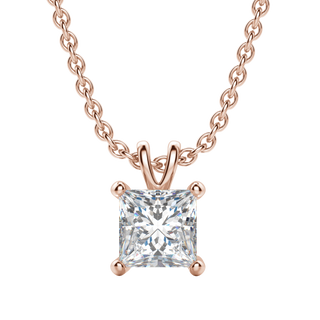 0.25 CT- 1.0 CT Princess Solitaire CVD F/VS Diamond Necklace 9
