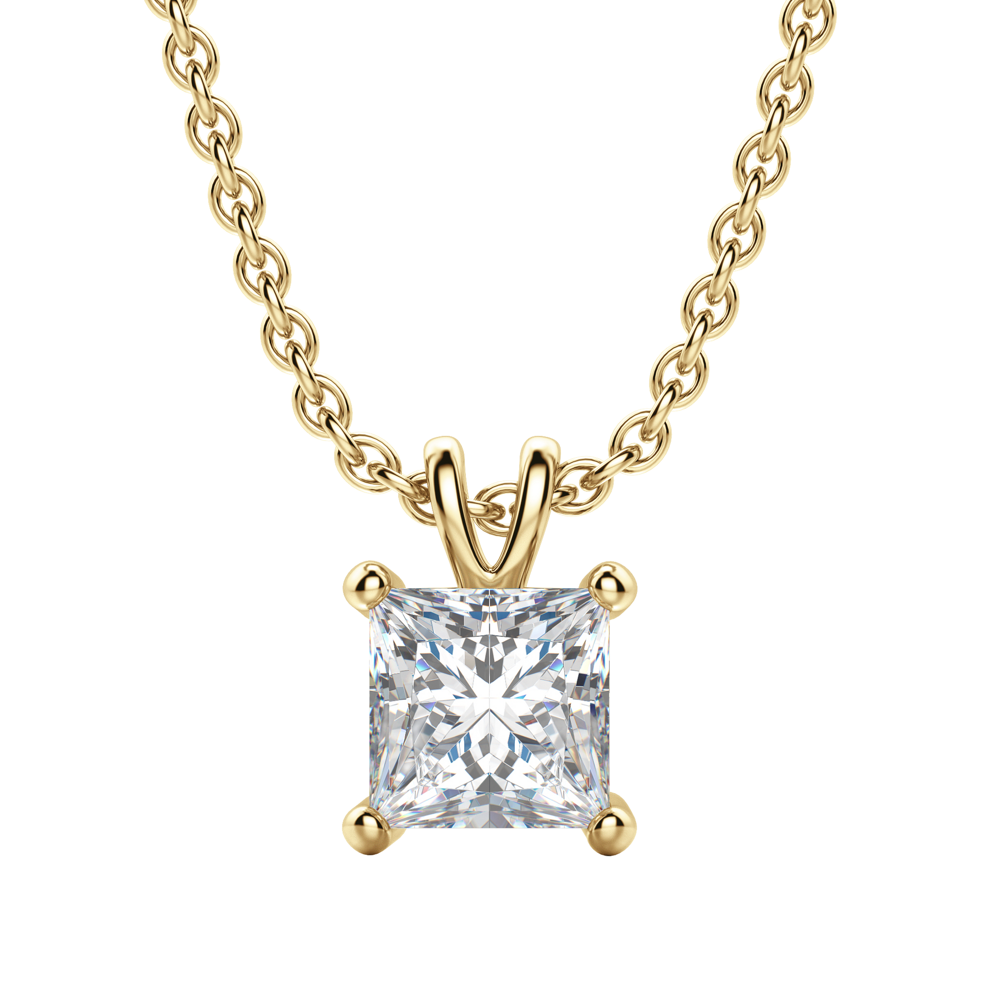 0.25 CT- 1.0 CT Princess Solitaire CVD F/VS Diamond Necklace 6