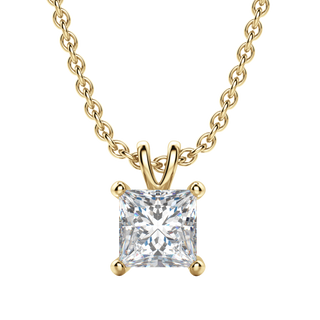 0.25 CT- 1.0 CT Princess Solitaire CVD F/VS Diamond Necklace 6