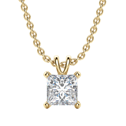 0.25 CT- 1.0 CT Princess Solitaire CVD F/VS Diamond Necklace 6