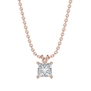 0.25 CT- 1.0 CT Princess Solitaire CVD F/VS Diamond Necklace 10