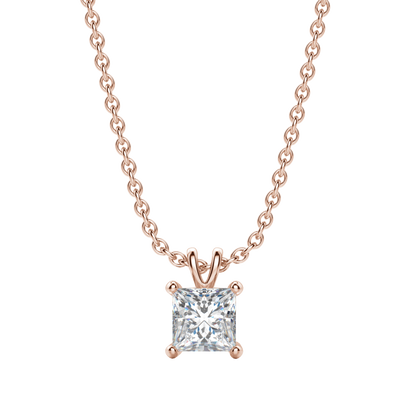 0.25 CT- 1.0 CT Princess Solitaire CVD F/VS Diamond Necklace 10