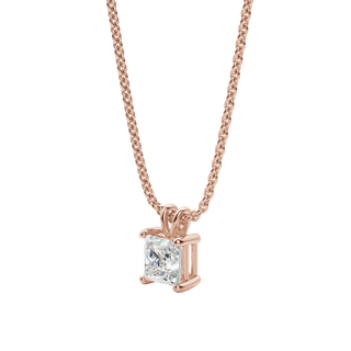 0.25 CT- 1.0 CT Princess Solitaire CVD F/VS Diamond Necklace 13