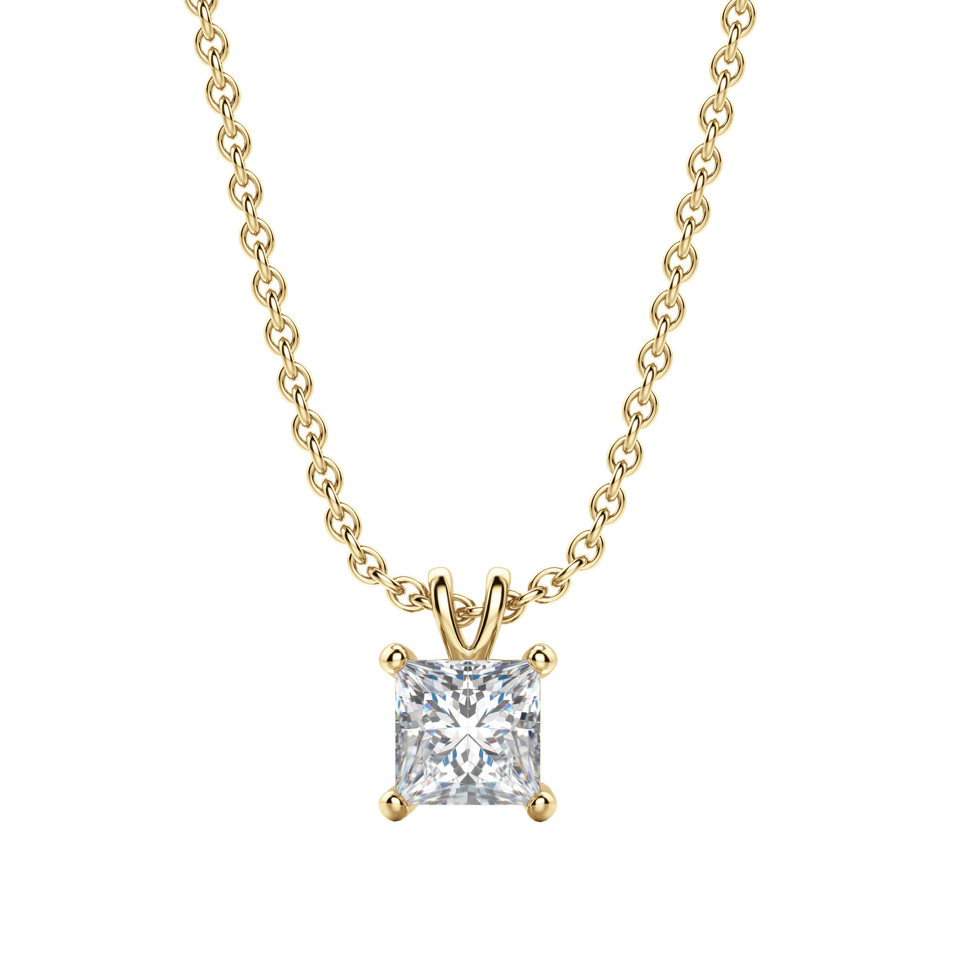 0.25 CT- 1.0 CT Princess Solitaire CVD F/VS Diamond Necklace 7