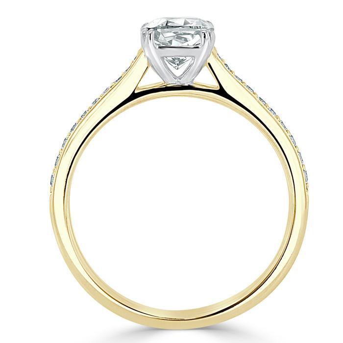 1.0 CT Cushion Cut Solitaire Channel Pave Moissanite Engagement Ring 5