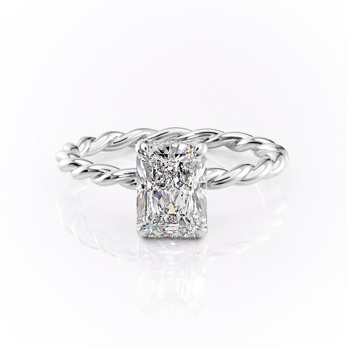 2.0 CT Radiant Cut Solitaire Twisted Rope Moissanite Engagement Ring 7