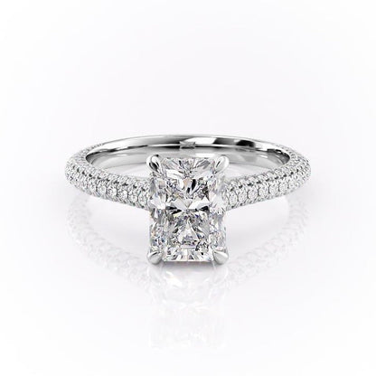 2.1 CT Radiant Cut Solitaire Triple Pave Moissanite Engagement Ring 10