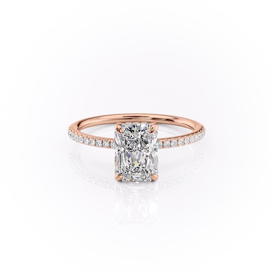 2.0 CT Radiant Cut Solitaire Pave Setting Moissanite Engagement Ring 12