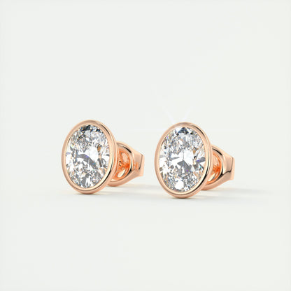 1.0 CT Oval Bezel Solitaire CVD F/VS Diamond Earrings 7