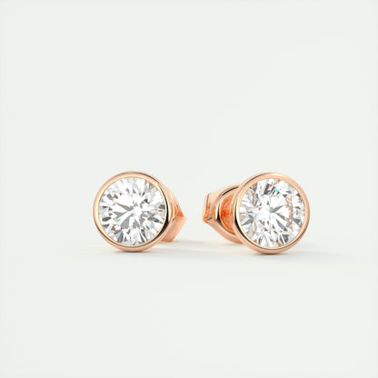 1.0 CT Round Bezel Solitaire CVD F/VS Diamond Earrings 8