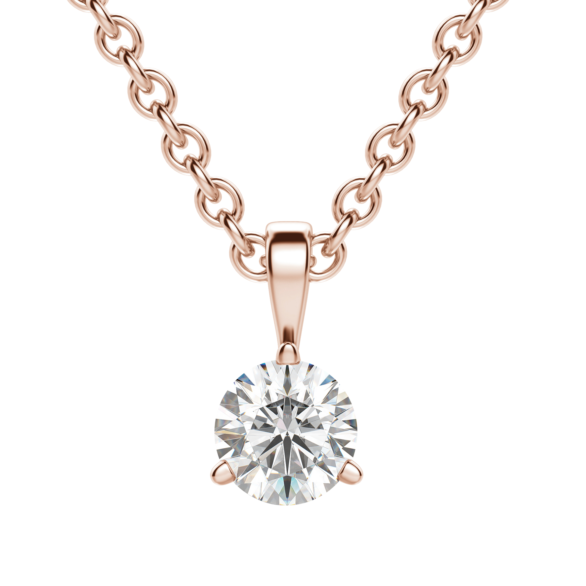 0.25 CT- 0.75 CT Round Solitaire CVD F/VS Diamond Necklace 16