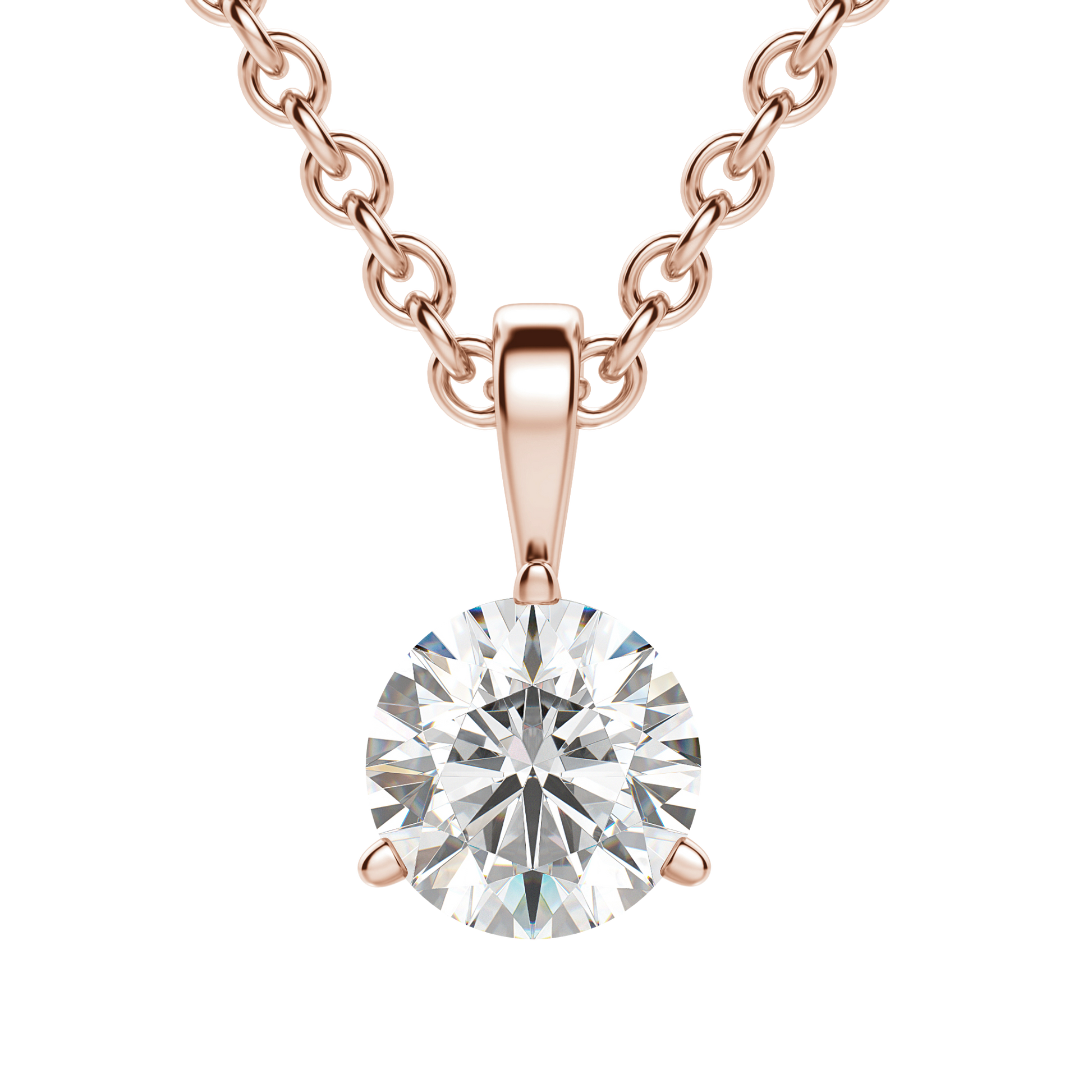 0.25 CT- 0.75 CT Round Solitaire CVD F/VS Diamond Necklace 14