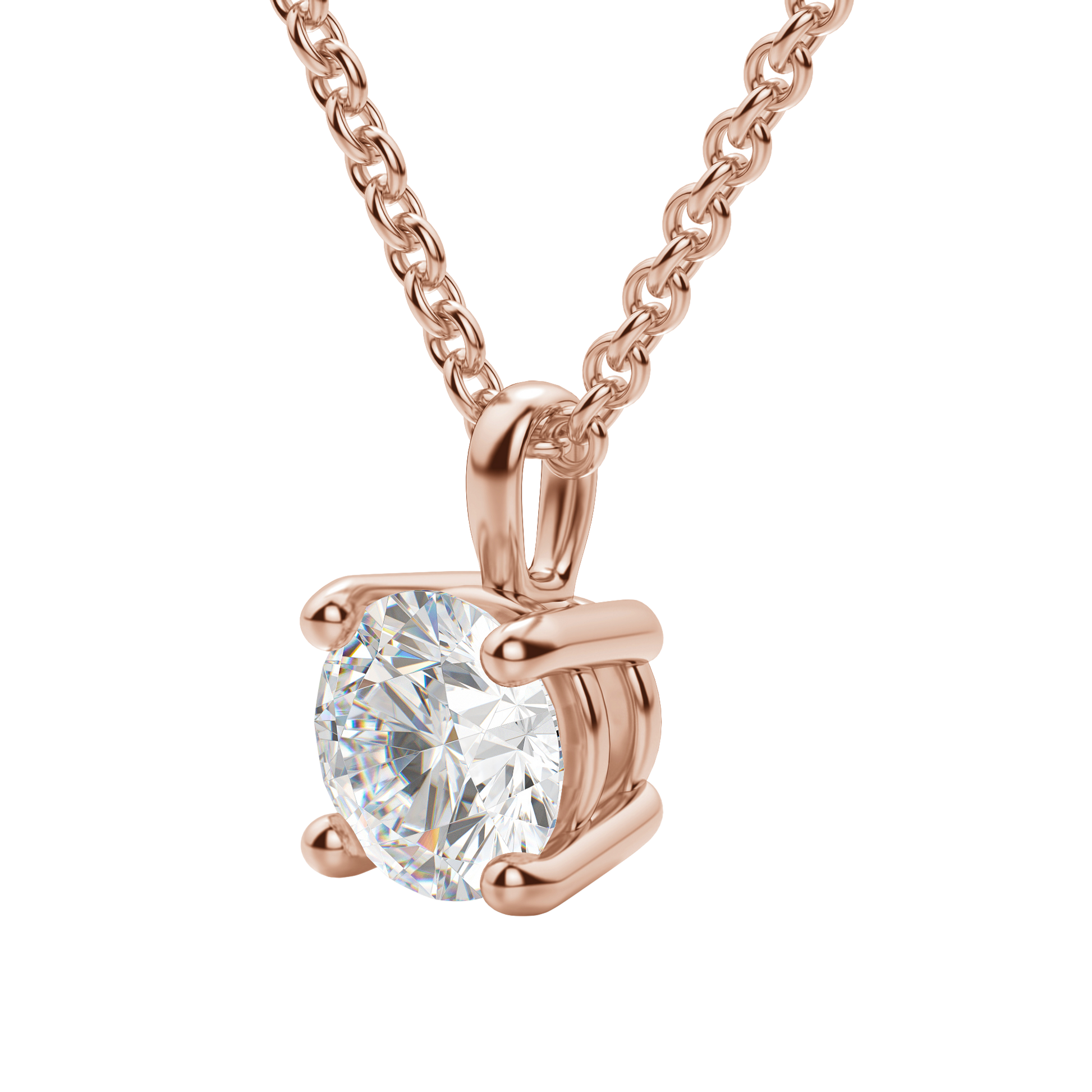 0.25 CT-0.75 CT Round Solitaire CVD F/VS Diamond Necklace 24