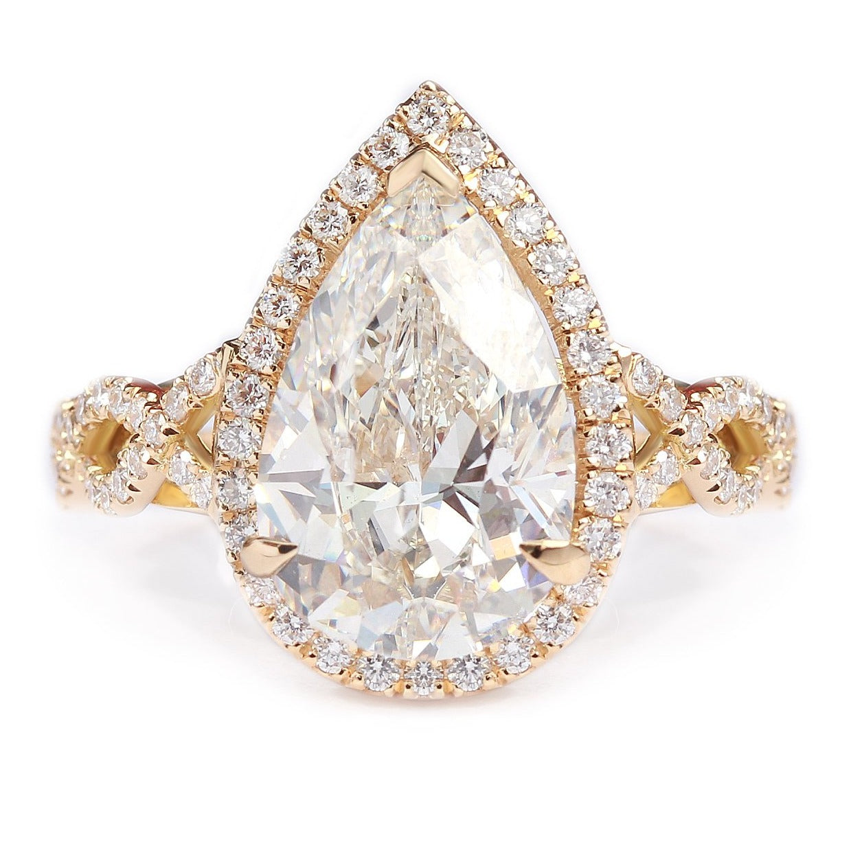 4 CT Pear Halo CVD F/VS1 Diamond Engagement Ring 1