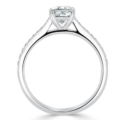 1.0 CT Cushion Cut Solitaire Channel Pave Moissanite Engagement Ring 4