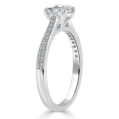 1.0 CT Cushion Cut Solitaire Channel Pave Moissanite Engagement Ring 3